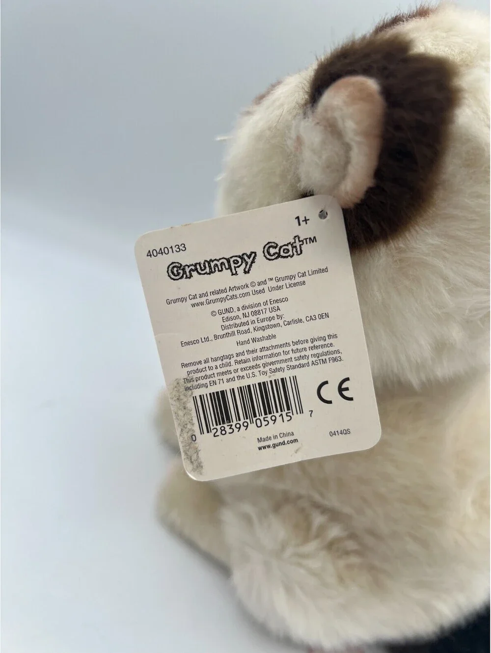 GUND Grumpy Cat Plush Stuffed Animal Realistic Kitty With Tag EUC Clean